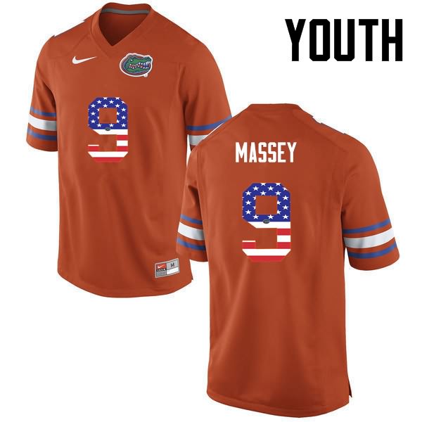 Youth NCAA Florida Gators Dre Massey #9 Stitched Authentic USA Flag Fashion Nike Orange College Football Jersey OHJ1565VV